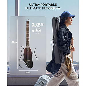 Donner HUSH I PRO Acoustic Electric Travel Guitar Kit with Sound Effects, Maillard Fade